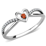 DA235 - High polished (no plating) Stainless Steel Ring with AAA Grade CZ in Orange - Alamode - Flyclothing LLC