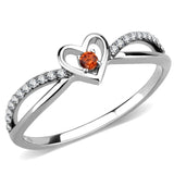 DA235 - High polished (no plating) Stainless Steel Ring with AAA Grade CZ  in Orange - Alamode