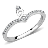 DA237 - High polished (no plating) Stainless Steel Ring with AAA Grade CZ in Clear - Alamode - Flyclothing LLC