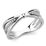 DA239 - High polished (no plating) Stainless Steel Ring with AAA Grade CZ  in Clear - Alamode