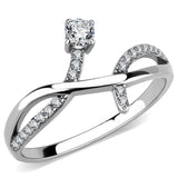 DA240 - High polished (no plating) Stainless Steel Ring with AAA Grade CZ  in Clear - Alamode