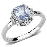 DA246 - High polished (no plating) Stainless Steel Ring with AAA Grade CZ  in Light Amethyst - Alamode