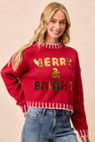 BiBi Christmas Theme Sequin Lattering Sweater - Trendsi - Flyclothing LLC