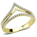 DA250 - IP Gold(Ion Plating) Stainless Steel Ring with AAA Grade CZ in Clear - Alamode - Flyclothing LLC