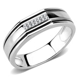 DA254 - High polished (no plating) Stainless Steel Ring with AAA Grade CZ  in Clear - Alamode