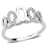 DA258 - High polished (no plating) Stainless Steel Ring with AAA Grade CZ  in Clear