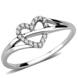 DA259 - High polished (no plating) Stainless Steel Ring with AAA Grade CZ in Clear - Alamode - Flyclothing LLC