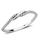 DA263 - High polished (no plating) Stainless Steel Ring with AAA Grade CZ  in Clear - Alamode