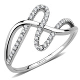 DA265 - High polished (no plating) Stainless Steel Ring with AAA Grade CZ  in Clear - Alamode