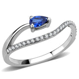 DA273 - High polished (no plating) Stainless Steel Ring with Synthetic Spinel in London Blue - Alamode
