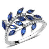 DA274 - High polished (no plating) Stainless Steel Ring with Synthetic Spinel in London Blue - Alamode - Flyclothing LLC