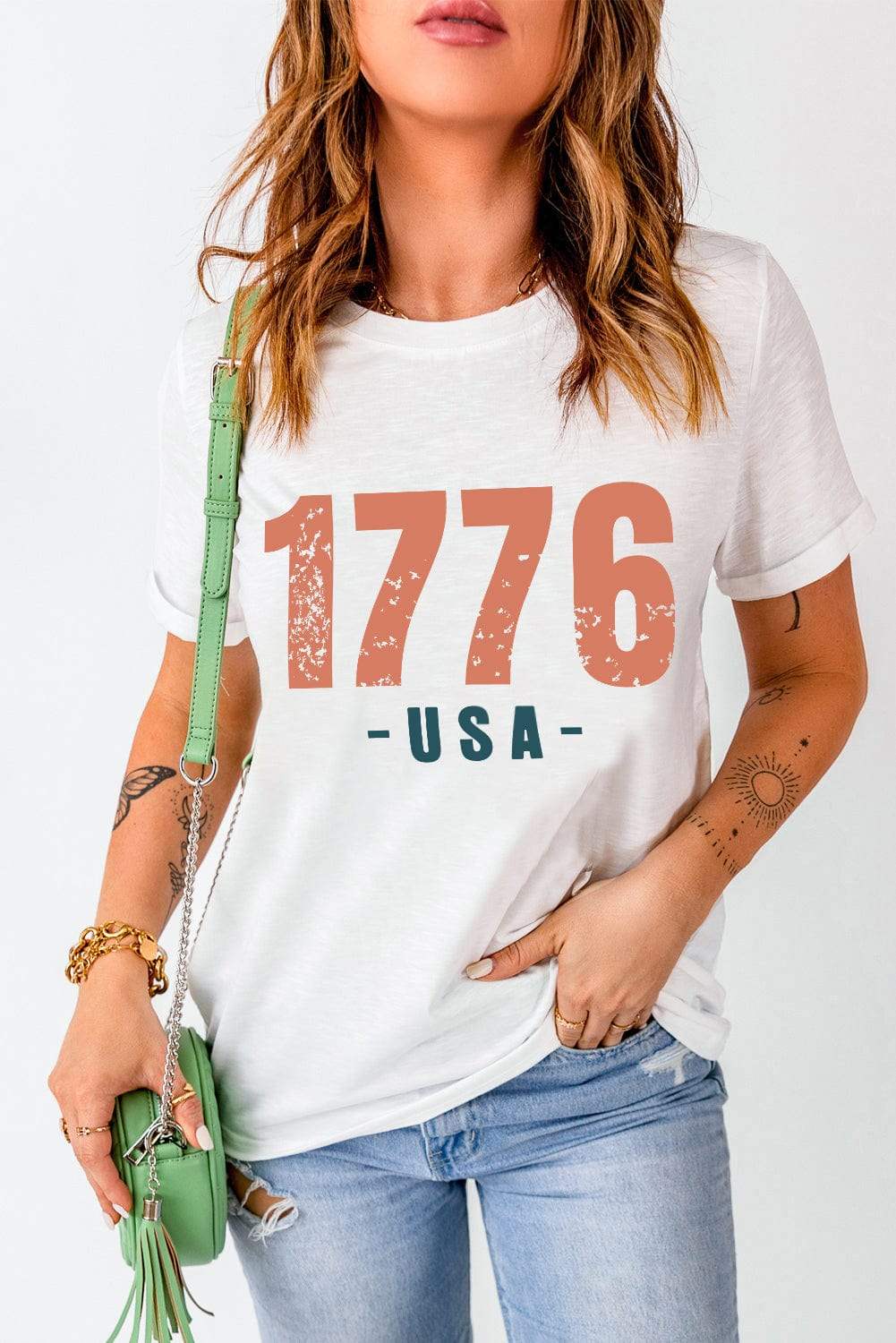 Graphic Round Neck Short Sleeve T-Shirt - Trendsi - Flyclothing LLC