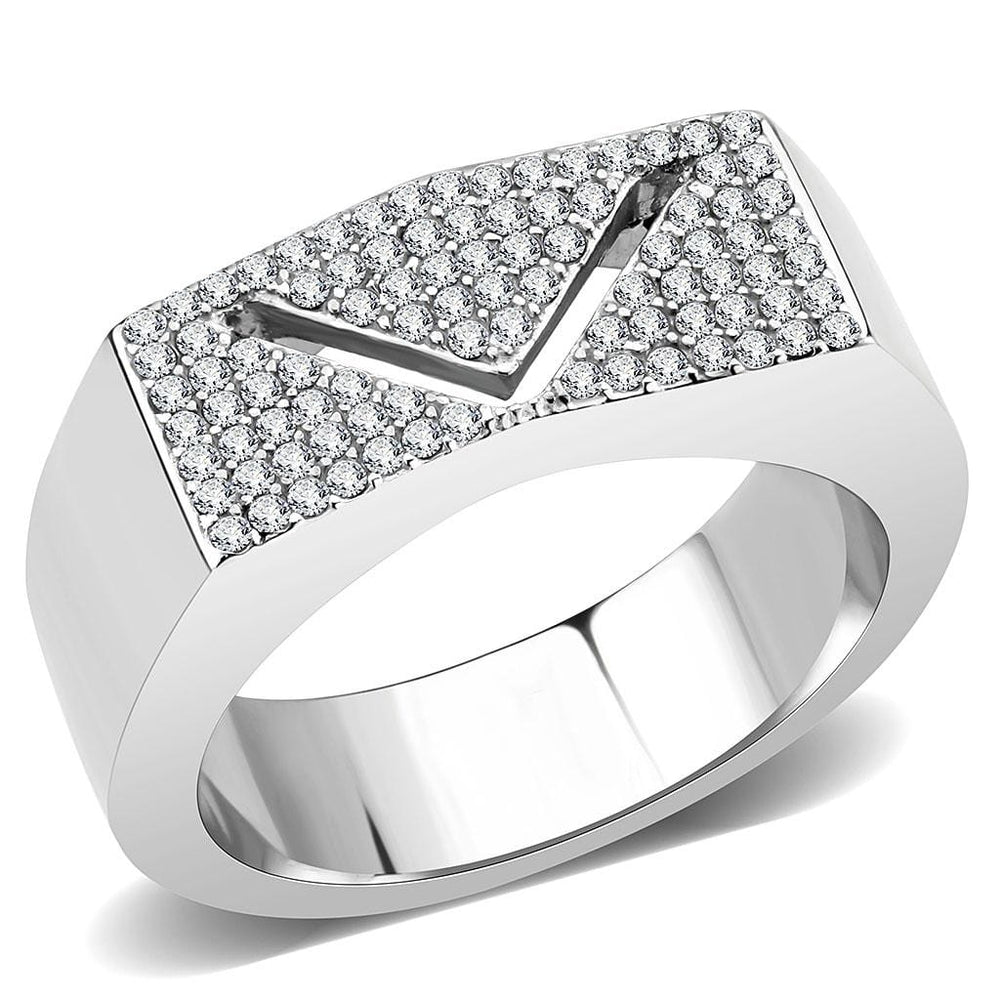 DA303 - No Plating Stainless Steel Ring with AAA Grade CZ  in Clear - Alamode