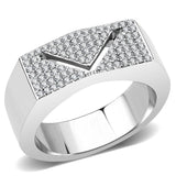 DA303 - No Plating Stainless Steel Ring with AAA Grade CZ  in Clear - Alamode