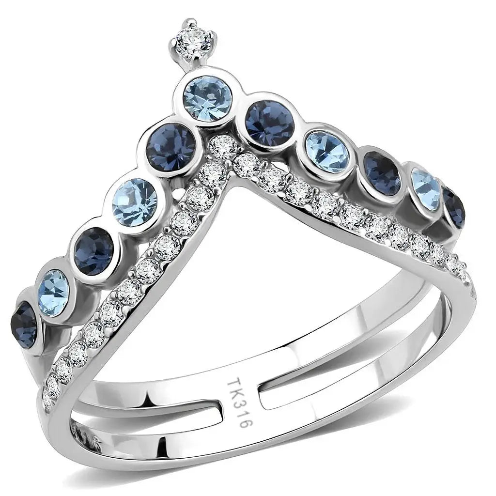 DA305 - No Plating Stainless Steel Ring with Top Grade Crystal in Multi Color - Alamode - Flyclothing LLC