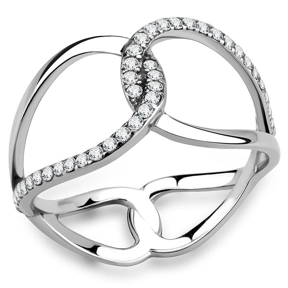 DA307 - No Plating Stainless Steel Ring with AAA Grade CZ  in Clear - Alamode