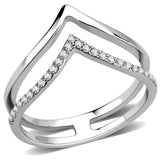 DA308 - No Plating Stainless Steel Ring with AAA Grade CZ  in Clear - Alamode