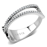 DA310 - No Plating Stainless Steel Ring with AAA Grade CZ in Clear - Alamode - Flyclothing LLC