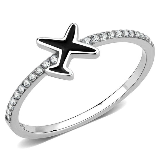 DA311 - No Plating Stainless Steel Ring with Epoxy in Jet - Alamode - Flyclothing LLC