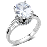 DA314 - No Plating Stainless Steel Ring with AAA Grade CZ  in Clear - Alamode