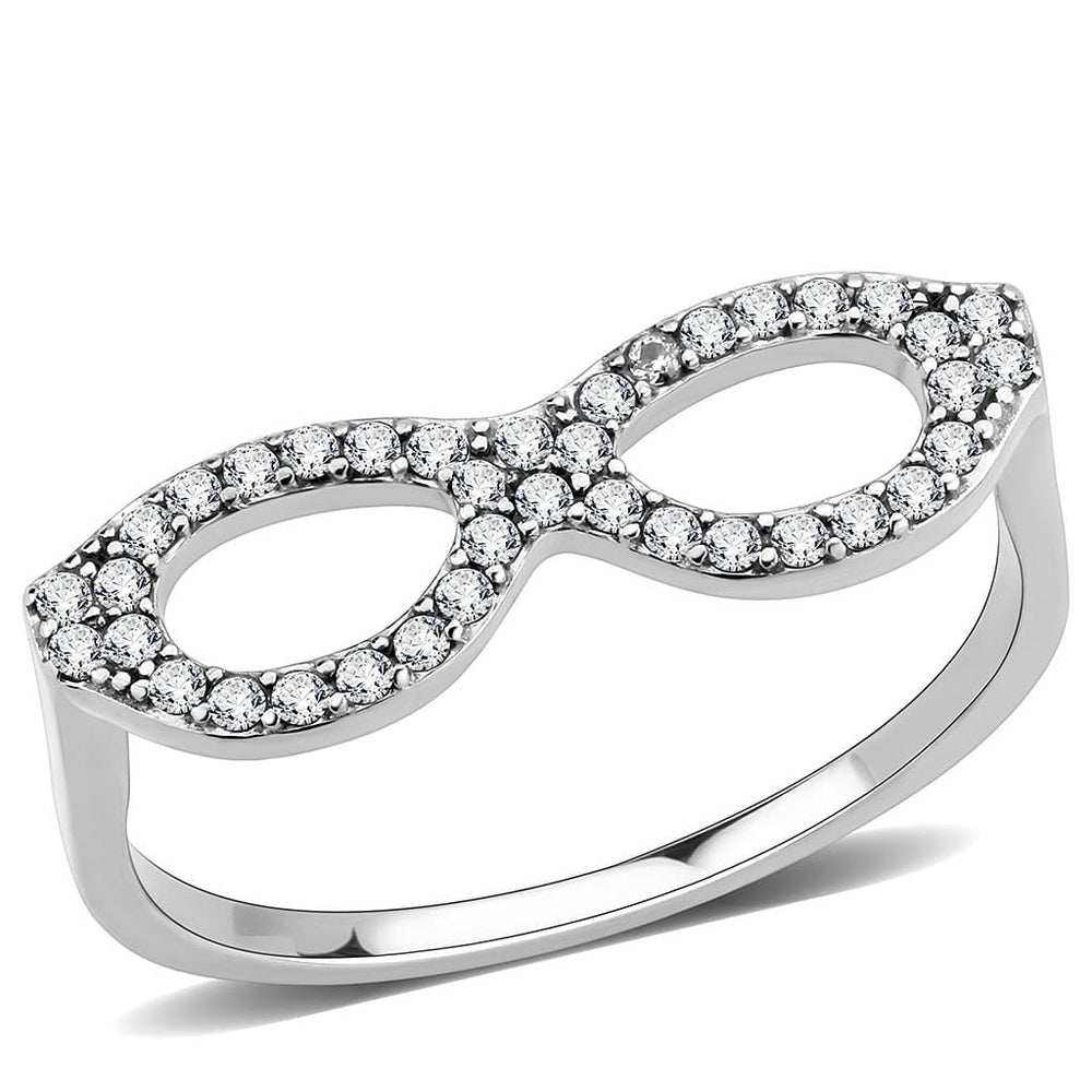 DA315 - No Plating Stainless Steel Ring with AAA Grade CZ  in Clear - Alamode