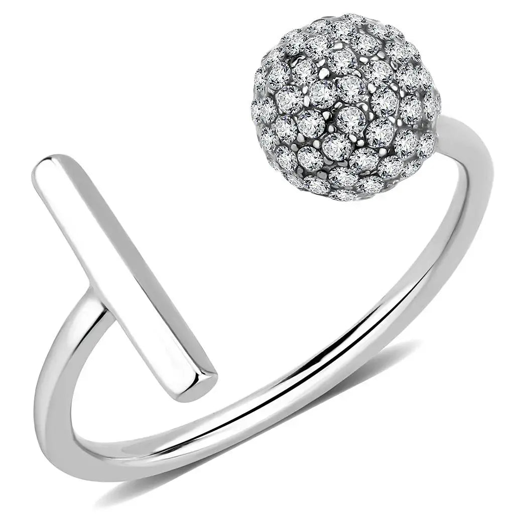 DA318 - No Plating Stainless Steel Ring with AAA Grade CZ in Clear - Alamode - Flyclothing LLC