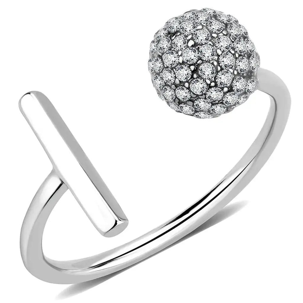 DA318 - No Plating Stainless Steel Ring with AAA Grade CZ  in Clear - Alamode