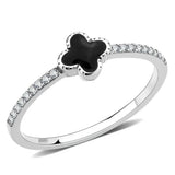 DA320 - No Plating Stainless Steel Ring with Epoxy in Jet - Alamode - Flyclothing LLC