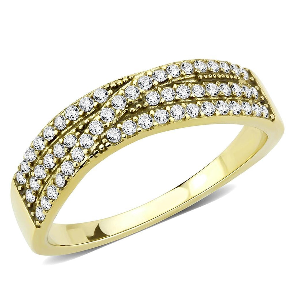 DA321 - IP Gold(Ion Plating) Stainless Steel Ring with AAA Grade CZ  in Clear - Alamode