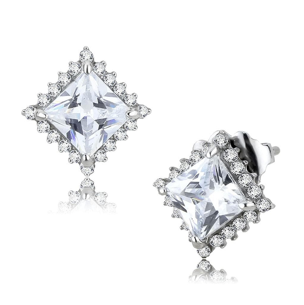 DA326 - No Plating Stainless Steel Earrings with AAA Grade CZ  in Clear - Alamode