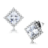 DA326 - No Plating Stainless Steel Earrings with AAA Grade CZ  in Clear - Alamode