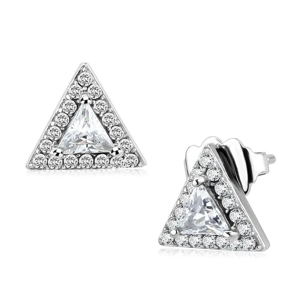 DA327 - No Plating Stainless Steel Earrings with AAA Grade CZ  in Clear - Alamode