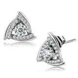 DA328 - No Plating Stainless Steel Earrings with AAA Grade CZ in Clear - Alamode - Flyclothing LLC