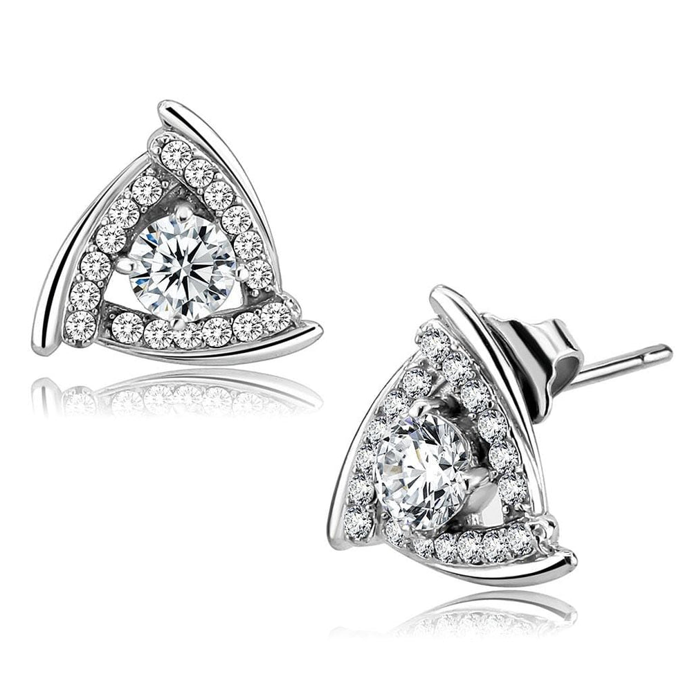 DA328 - No Plating Stainless Steel Earrings with AAA Grade CZ  in Clear - Alamode