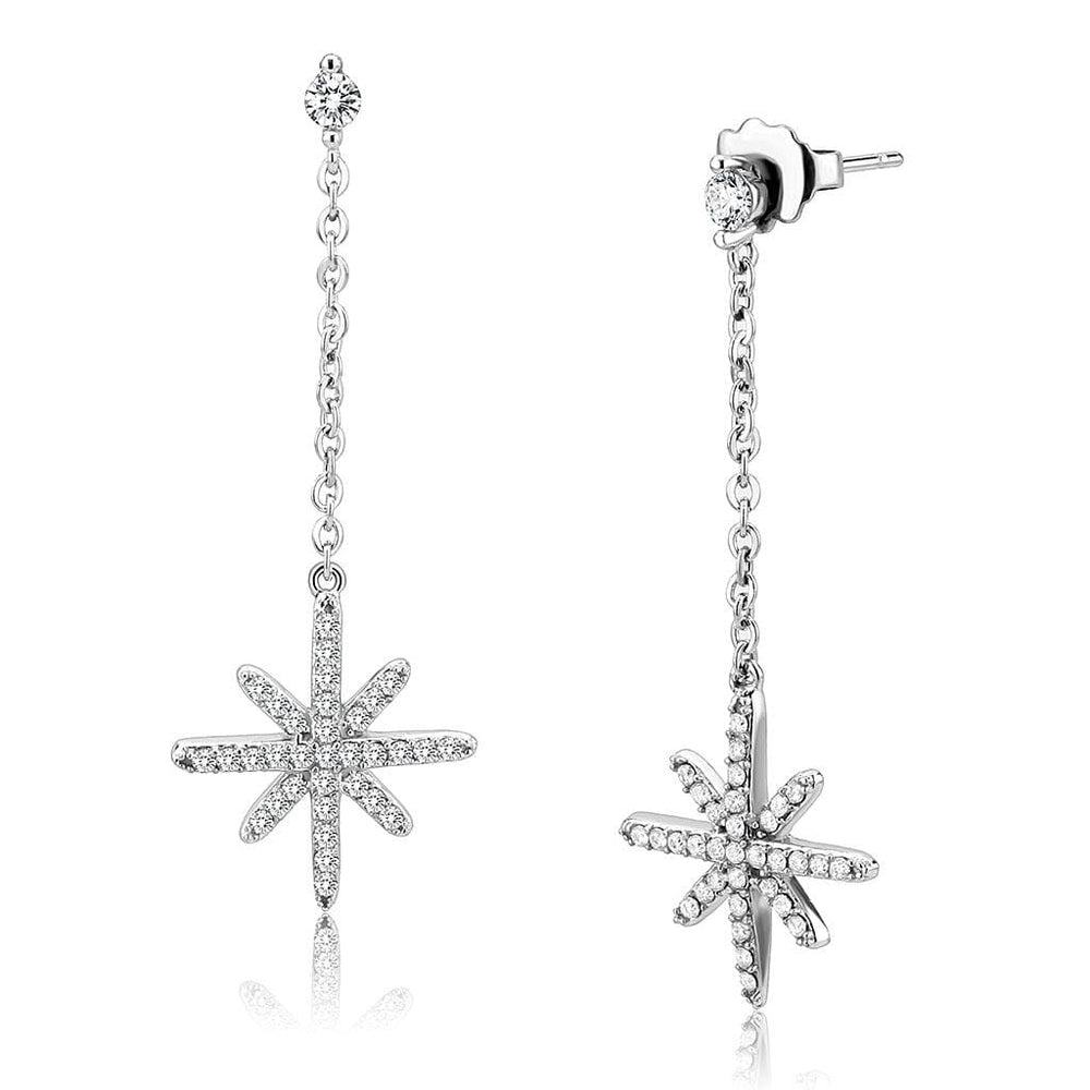 DA329 - No Plating Stainless Steel Earrings with AAA Grade CZ  in Clear - Alamode