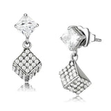 DA332 - No Plating Stainless Steel Earrings with AAA Grade CZ in Clear - Alamode - Flyclothing LLC