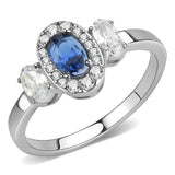 DA337 - No Plating Stainless Steel Ring with Synthetic Spinel in London Blue - Alamode - Flyclothing LLC