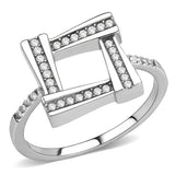 DA341 - No Plating Stainless Steel Ring with AAA Grade CZ in Clear - Alamode - Flyclothing LLC