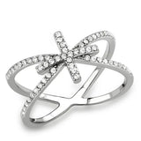 DA353 - High polished (no plating) Stainless Steel Ring with AAA Grade CZ in Clear - Alamode - Flyclothing LLC