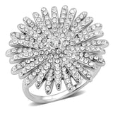 DA364 - High polished (no plating) Stainless Steel Ring with AAA Grade CZ  in Clear - Alamode