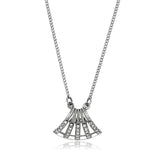 DA380 - High polished (no plating) Stainless Steel Chain Pendant with AAA Grade CZ  in Clear - Alamode