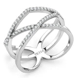 DA381 - High polished (no plating) Stainless Steel Ring with AAA Grade CZ in Clear - Alamode - Flyclothing LLC