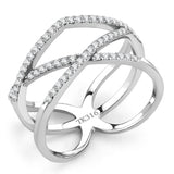 DA381 - High polished (no plating) Stainless Steel Ring with AAA Grade CZ  in Clear - Alamode
