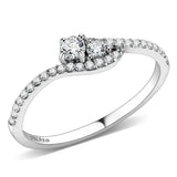 DA382 - High polished (no plating) Stainless Steel Ring with AAA Grade CZ in Clear - Alamode - Flyclothing LLC