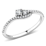DA382 - High polished (no plating) Stainless Steel Ring with AAA Grade CZ  in Clear - Alamode