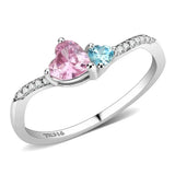 DA384Q - High polished (no plating) Stainless Steel Ring with AAA Grade CZ in Multi Color - Alamode - Flyclothing LLC