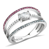 DA386 - High polished (no plating) Stainless Steel Ring with AAA Grade CZ in Multi Color - Alamode - Flyclothing LLC