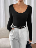 Perfee Scoop Neck Long Sleeve Bodysuit - Trendsi