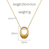 18K Gold-Plated Oval Pendant Necklace - Trendsi - Flyclothing LLC