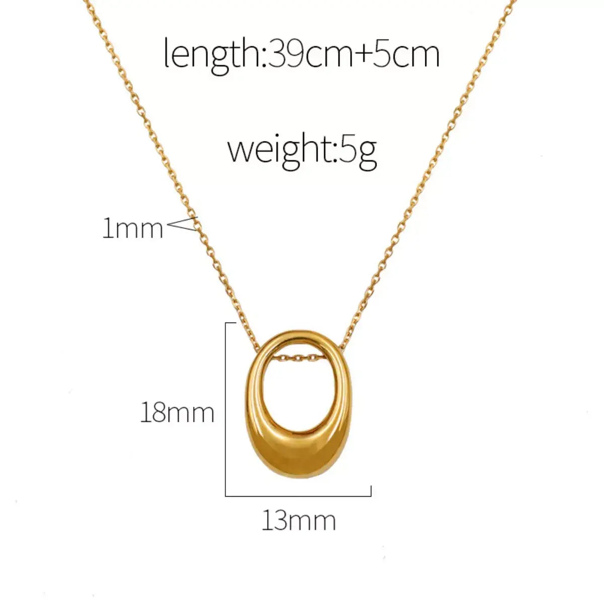 18K Gold-Plated Oval Pendant Necklace - Trendsi - Flyclothing LLC